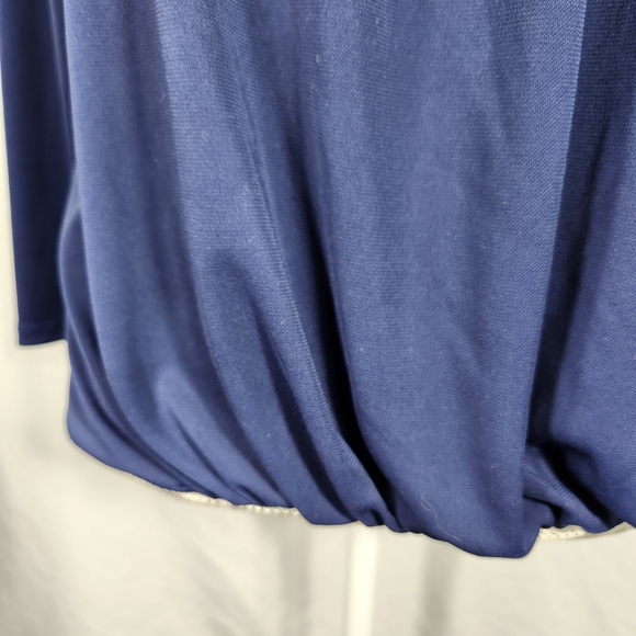 Nine West Blue Elliot Style Balloon Hem Long Sleeve Top Size Medium - Picture 3 of 12